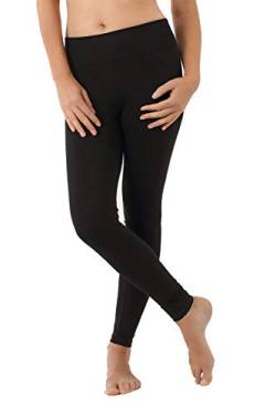 ALBERT KREUZ Damen Yoga Leggings Bio-Stretchbaumwolle Highwaist Umklappbund schwarz, 38/40 M von ALBERT KREUZ