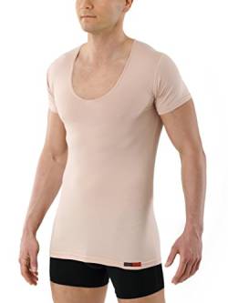 ALBERT KREUZ Deep-V-Unterhemd unsichtbar Business Herrenunterhemd aus Stretch-Baumwolle mit extra tiefem V-Ausschnitt Kurzarm Hautfarbe Nude 5/M von ALBERT KREUZ