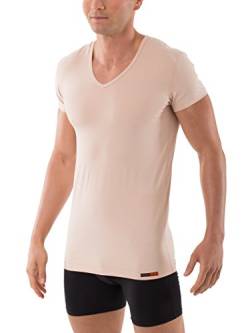 ALBERT KREUZ V-Unterhemd unsichtbar Business Herrenunterhemd aus Stretch-Baumwolle Kurzarm Hautfarbe Nude 8/XXL von ALBERT KREUZ