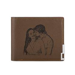 ALBERTBAND Geldbörsen Herren Personalisierte Foto Text Leder RFID Dad Brieftasche Kreditkarte Münze Einsparungen Geldbörse für Vatertag Weihnachten Valentinstag von ALBERTBAND