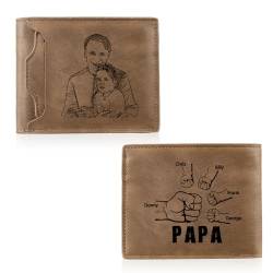 ALBERTBAND Personalisierte Papa Geldbörsen Leder Foto Namen Brieftasche Braunes Portemonnaie für Männer Geschenke für Männer Vatertag Weihnachten (b-5 Name) von ALBERTBAND