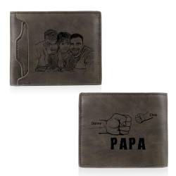 ALBERTBAND Personalisierte Papa Geldbörsen Leder Foto Namen Brieftasche Braunes Portemonnaie für Männer Geschenke für Männer Vatertag Weihnachten (c-2 Name) von ALBERTBAND