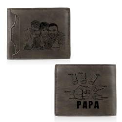 ALBERTBAND Personalisierte Papa Geldbörsen Leder Foto Namen Brieftasche Braunes Portemonnaie für Männer Geschenke für Männer Vatertag Weihnachten (c-6 Name) von ALBERTBAND