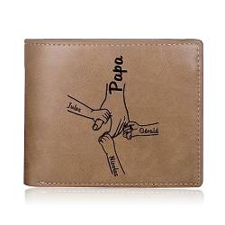 ALBERTBAND Personalisierte Papa Geldbörsen Leder Foto Namen Brieftasche Braunes Portemonnaie für Männer Geschenke für Männer Vatertag Weihnachten von ALBERTBAND