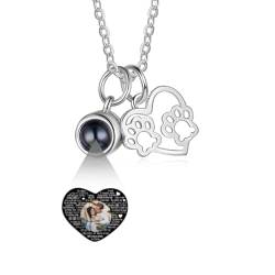 ALBERTBAND Personalisierte Projektion Foto Kette Kette mit Bild Pet Hund oder Katze Paw Print Anhänger Personalisierte Geschenke für Damen, Mädchen, Freundinnen, Ehefrauen, Großmütter, Paare von ALBERTBAND