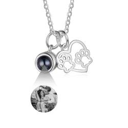 ALBERTBAND Personalisierte Projektion Foto Kette Kette mit Bild Pet Hund oder Katze Paw Print Anhänger Personalisierte Geschenke für Damen, Mädchen, Freundinnen, Ehefrauen, Großmütter, Paare von ALBERTBAND