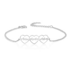 ALBERTBAND Personalisierter Herz Armbänder mit 1-4 Namen Infinity Armband Damen Armband mit Gravur Freundschaftsarmband Valentinstag Geburtstags Weihnachten Muttertag Geschenk (3 Herz) von ALBERTBAND