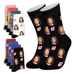 ALBK Socken mit Gesicht Personalisiert, Socken Personalisiert Foto Individuell Socken mit Foto Bedruckte Socken Lustige Geschenke Personalisierte Fotosocken für Frauen von ALBK