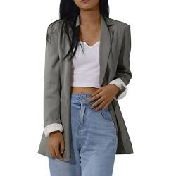 ALCRISP Blazer Damen Elegant Langarm Business Casual Büro Jacke Herbst Einfarbig Blazer für Damen Sportlich Anzugjacke Cardigan Kurz Mantel mit Schalkragen von ALCRISP