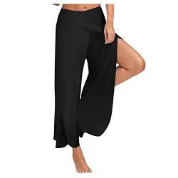 ALCRISP Leichte Sommerhose, Damen Hose Damen Sommer Wickelhose Damen mit Schlitz Weites Bein Yogahose Leicht Luftige Sommerhose Dünne Bequeme Sporthose für Frauen Bunte Schlaghose Damen… von ALCRISP