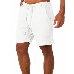 ALCRISP Leinenhose Herren Kurz Sommer Leichte Luftige Leinen Shorts Einfarbig Bequeme Hosen Kurze Freizeithose Strandhose Sommerhose Kurz mit Taschen von ALCRISP