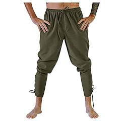 ALCRISP Leinenhose Herren Mittelalter Hose Piratenhose Kostüm Schnürhose Wikinger Renaissance Steampunk Freizeithose von ALCRISP