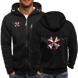 2024 Herren Casual Hoodies für Resident/Evil/Regenschirm Strickjacke mit Reißverschluss Jacke Leichte Sweatshirts Frühling Herbst Pullover für Männer-Black A||XL von ALEEIK