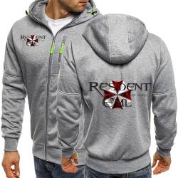 2024 Herren Casual Hoodies für Resident/Evil/Regenschirm Strickjacke mit Reißverschluss Jacke Leichte Sweatshirts Frühling Herbst Pullover für Männer-Light Gray A||XXL von ALEEIK