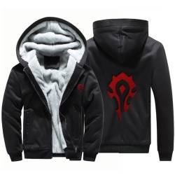 ALEEIK 2024 Neue Herren-Hoodies für Warcraft World/Für die Horde Winterjacken Oberbekleidung mit Reißverschluss Fleecepullover Schwerschwere Mäntel-Black B||L von ALEEIK