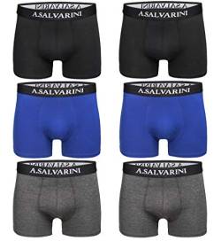 A. Salvarini Boxershorts Herren Designer Unterhose Boxershort 6er Set AS-120 [AS-120-Mix6-Gr.M] von ALESSANDRO SALVARINI