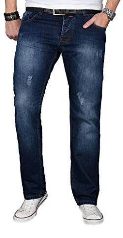 A. Salvarini Designer Herren Jeans Hose Jeanshose Regular Comfort gerades Bein, 38W / 30L, Dunkelblau von ALESSANDRO SALVARINI