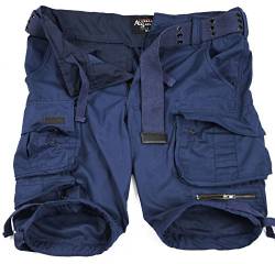 A. Salvarini Herren Designer Cargo Shorts Cargoshorts Kurze Hose Gürtel AS079 [AS-079-Navy-W31] von ALESSANDRO SALVARINI