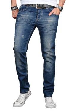 A. Salvarini Herren Designer Jeans Hose Stretch Basic Jeanshose Regular Slim [AS045 - W38 L34], Deep Blue Used von ALESSANDRO SALVARINI