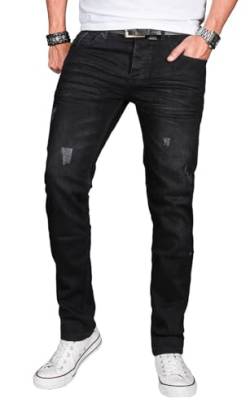 A. Salvarini Herren Designer Jeans Hose Stretch Basic Jeanshose Regular Slim [AS050 - W30 L34], Deep Black Used von ALESSANDRO SALVARINI