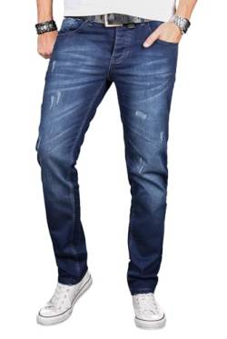 A. Salvarini Herren Designer Jeans Hose Stretch Basic Jeanshose Regular Slim [AS051 - W32 L36], Dark Blue Used von ALESSANDRO SALVARINI