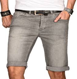 A. Salvarini Herren Designer Jeans Short Kurze Hose Slim Sommer Shorts Bermuda, Hellgrau, W36 von ALESSANDRO SALVARINI