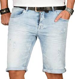 A. Salvarini Herren Designer Jeans Short Kurze Hose Slim Sommer Shorts Washed [AS-142-W29] von ALESSANDRO SALVARINI