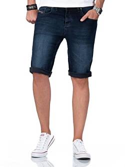 A. Salvarini Herren Jeans Shorts Kurze Hosen Stretch Denim 5-Pocket-Style Used Look [AS-382-Dunkelblau-W31] von ALESSANDRO SALVARINI