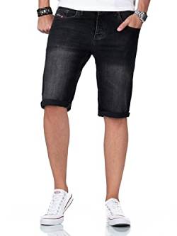 A. Salvarini Herren Jeans Shorts Kurze Hosen Stretch Denim 5-Pocket-Style Used Look [AS-383-Schwarz-W33] von ALESSANDRO SALVARINI