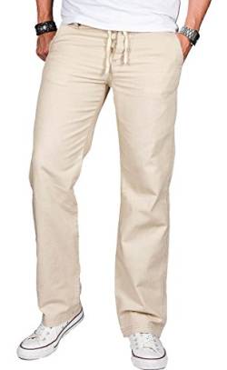 A. Salvarini Herren Leinenhose leichte lockere Stoffhose Sommer leinen Hose W29-W40 L30-L34 AS-034 [AS034 - Beige - W29 L30] von ALESSANDRO SALVARINI