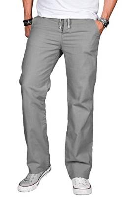 A. Salvarini Herren Leinenhose leichte lockere Stoffhose Sommer leinen Hose W29-W40 L30-L34 AS-034 [AS034 - Hellgrau - W29 L32] von ALESSANDRO SALVARINI