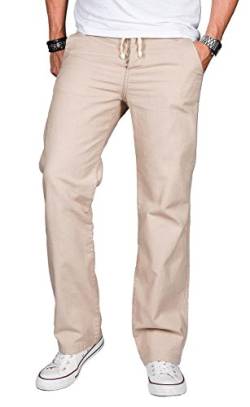 A. Salvarini Herren Leinenhose leichte lockere Stoffhose Sommer leinen Hose W29-W40 L30-L34 AS-034 [AS034 - Sand - W29 L32] von ALESSANDRO SALVARINI