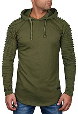 A. Salvarini Herren Pullover Langarm Sweatshirt Kapuzen Hoodie Biker AS038 [AS-038b-Olive-Gr.M] von ALESSANDRO SALVARINI