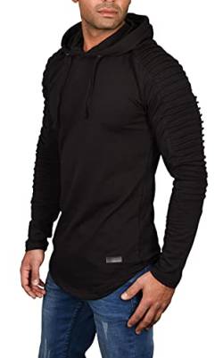 A. Salvarini Herren Pullover Langarm Sweatshirt Kapuzen Hoodie Biker AS038 [AS-038b-Schwarz-Gr.L] von ALESSANDRO SALVARINI