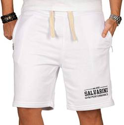 A. Salvarini Herren Sport Jogging Short Fitness Kurze Hose Trainingshose AS130 [AS-130-Weiss-Gr.S] von ALESSANDRO SALVARINI