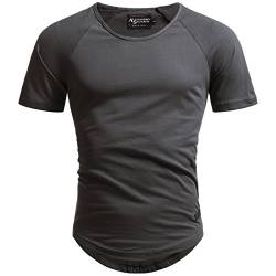 A. Salvarini Herren T-Shirt Kurzarm Sommer Shirts Basic V-Ausschnitt V-Neck Rundhals [AS-076-Dunkelgrau-Gr.M] von ALESSANDRO SALVARINI