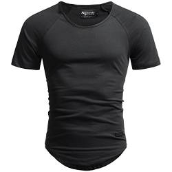 A. Salvarini Herren T-Shirt Kurzarm Sommer Shirts Basic V-Ausschnitt V-Neck Rundhals [AS-076-Schwarz-Gr.L] von ALESSANDRO SALVARINI