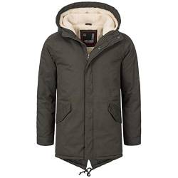 A. Salvarini warme Herren Designer Winter Parka Teddyfell gefüttert Winterjacke [AS-138-Dunkelgrau-Gr.L] von ALESSANDRO SALVARINI