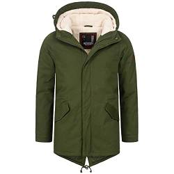 A. Salvarini warme Herren Designer Winter Parka Teddyfell gefüttert Winterjacke [AS-138-Gruen-Gr.L] von ALESSANDRO SALVARINI