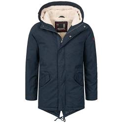 A. Salvarini warme Herren Designer Winter Parka Teddyfell gefüttert Winterjacke [AS-138-Navy-Gr.L] von ALESSANDRO SALVARINI