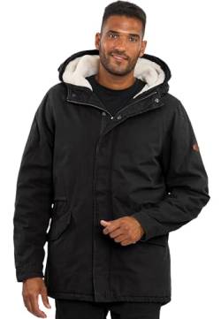 A. Salvarini warme Herren Designer Winter Parka Teddyfell gefüttert Winterjacke [AS-138-Schwarz-Gr.L] von ALESSANDRO SALVARINI