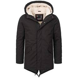 A. Salvarini warme Herren Designer Winter Parka Teddyfell gefüttert Winterjacke [AS-138-Schwarz-Gr.S] von ALESSANDRO SALVARINI