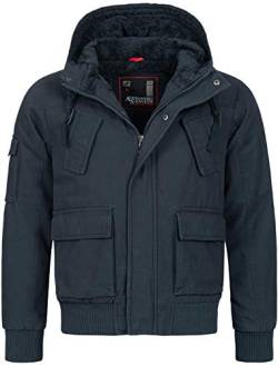 ALESSANDRO SALVARINI Herren Designer warme Winter Jacke Teddyfell gefüttert Winterjacke [AS-139-Navy-Gr.L] von ALESSANDRO SALVARINI