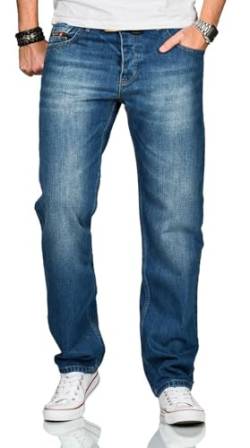 ALESSANDRO SALVARINI Herren Jeans Comfort Fit Jeanshose gerades Bein Denim Basic AS-250 [AS-250-Blau-W36-L36] von ALESSANDRO SALVARINI
