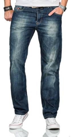 ALESSANDRO SALVARINI Herren Jeans Comfort Fit Jeanshose gerades Bein Denim Basic AS-251 [AS-251-Mittelblau-W32-L30] von ALESSANDRO SALVARINI