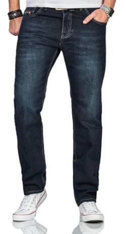 ALESSANDRO SALVARINI Herren Jeans Comfort Fit Jeanshose gerades Bein Denim Basic AS-252 [AS-252-Dunkelblau-W32-L32] von ALESSANDRO SALVARINI