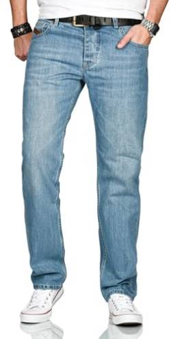 ALESSANDRO SALVARINI Herren Jeans Comfort Fit gerades Bein Komfort-Jeans Denim Jeanshose [AS-200-Hellblau-W33-L34] von ALESSANDRO SALVARINI