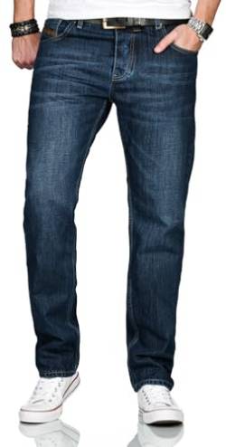 ALESSANDRO SALVARINI Herren Jeans Comfort Fit gerades Bein Komfort-Jeans Denim Jeanshose [AS-202-Dunkelblau-W40-L32] von ALESSANDRO SALVARINI