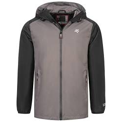 ALESSANDRO SALVARINI Herren Regenjacke mit Kapuze Wasserabweisend Windbreaker AS322 [AS-322-Dunkelgrau-Schwarz-Gr.L] von ALESSANDRO SALVARINI