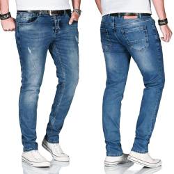 ALESSANDRO SALVARINI Herren Slim Fit Jeans Hose Denim Stretch-Jeans Jeanshose [AS-160-Blau-W34 L32] von ALESSANDRO SALVARINI